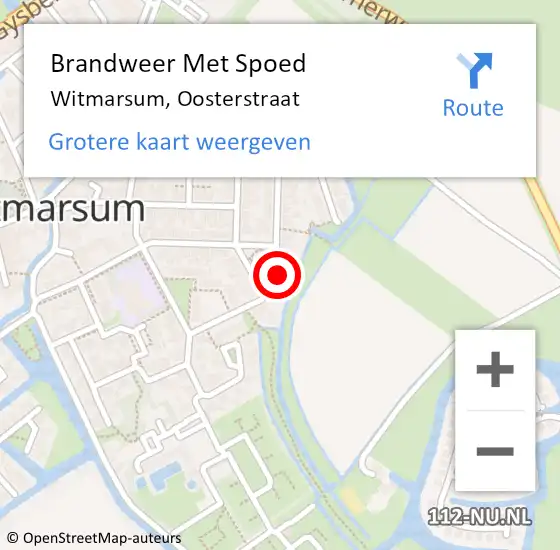 Locatie op kaart van de 112 melding: Brandweer Met Spoed Naar Witmarsum, Oosterstraat op 24 december 2016 02:50