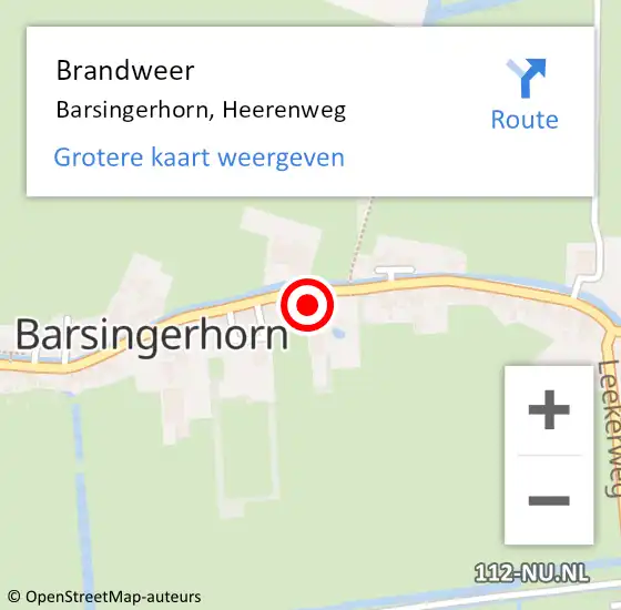 Locatie op kaart van de 112 melding: Brandweer Barsingerhorn, Heerenweg op 24 december 2016 03:03