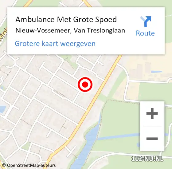 Locatie op kaart van de 112 melding: Ambulance Met Grote Spoed Naar Nieuw-Vossemeer, Van Treslonglaan op 24 december 2016 03:08