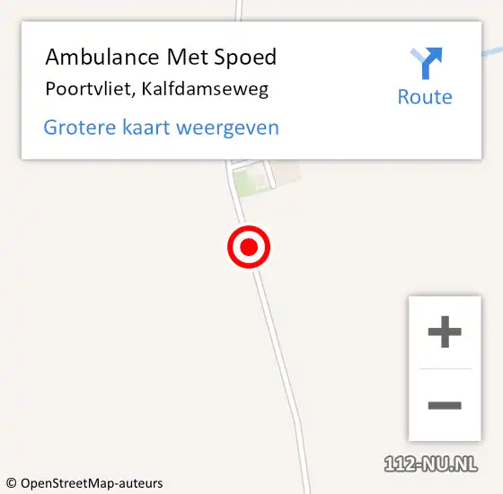 Locatie op kaart van de 112 melding: Ambulance Met Spoed Naar Poortvliet, Kalfdamseweg op 24 december 2016 06:42