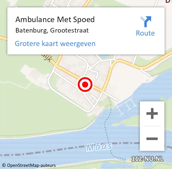 Locatie op kaart van de 112 melding: Ambulance Met Spoed Naar Batenburg, Grootestraat op 24 december 2016 06:50