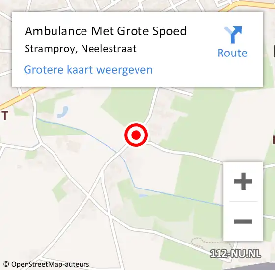 Locatie op kaart van de 112 melding: Ambulance Met Grote Spoed Naar Stramproy, Neelestraat op 5 januari 2014 16:37