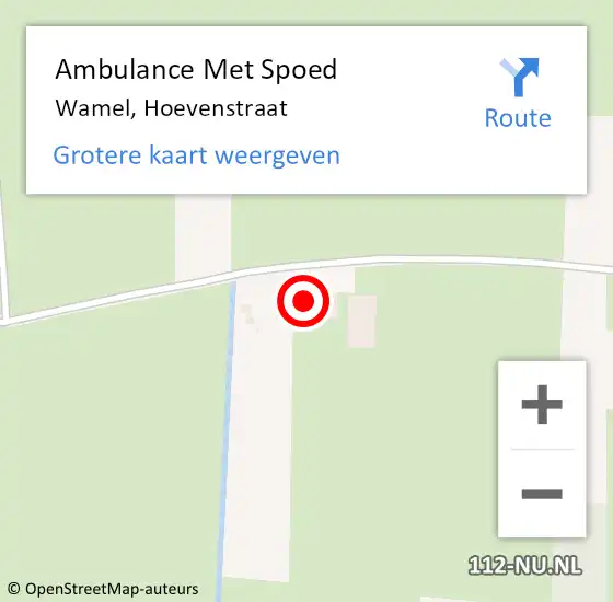 Locatie op kaart van de 112 melding: Ambulance Met Spoed Naar Wamel, Hoevenstraat op 24 december 2016 07:25