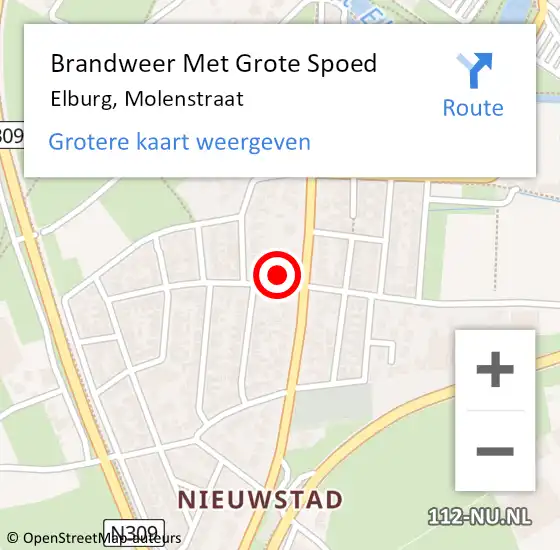 Locatie op kaart van de 112 melding: Brandweer Met Grote Spoed Naar Elburg, Molenstraat op 24 december 2016 09:13