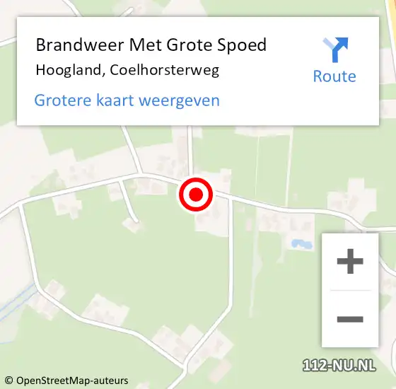 Locatie op kaart van de 112 melding: Brandweer Met Grote Spoed Naar Hoogland, Coelhorsterweg op 24 december 2016 09:57