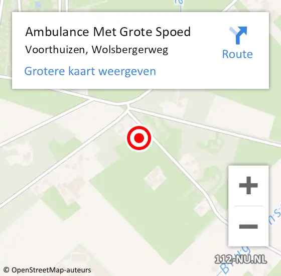 Locatie op kaart van de 112 melding: Ambulance Met Grote Spoed Naar Voorthuizen, Wolsbergerweg op 24 december 2016 09:57