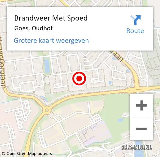 Locatie op kaart van de 112 melding: Brandweer Met Spoed Naar Goes, Oudhof op 24 december 2016 11:47