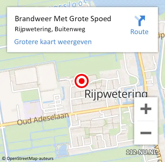 Locatie op kaart van de 112 melding: Brandweer Met Grote Spoed Naar Rijpwetering, Buitenweg op 24 december 2016 12:05