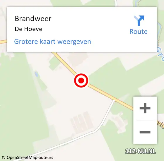 Locatie op kaart van de 112 melding: Brandweer De Hoeve op 24 december 2016 12:11