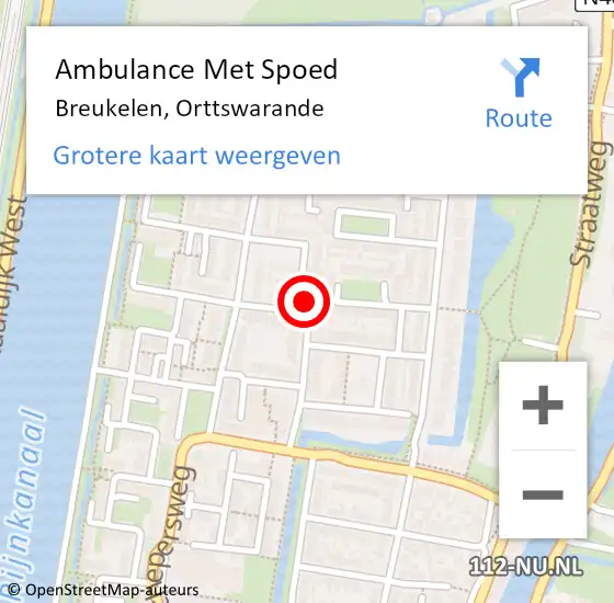 Locatie op kaart van de 112 melding: Ambulance Met Spoed Naar Breukelen, Orttswarande op 24 december 2016 13:01