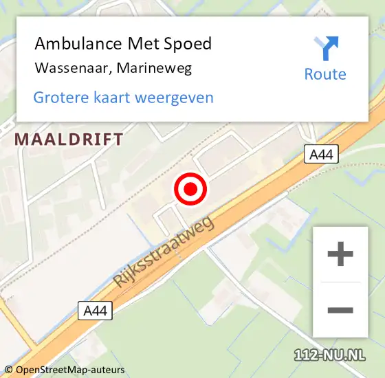 Locatie op kaart van de 112 melding: Ambulance Met Spoed Naar Wassenaar, Marineweg op 24 december 2016 13:04
