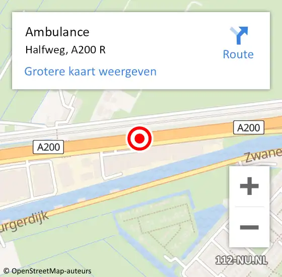 Locatie op kaart van de 112 melding: Ambulance Halfweg, A200 L op 24 december 2016 13:08