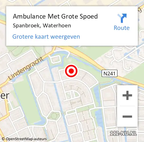 Locatie op kaart van de 112 melding: Ambulance Met Grote Spoed Naar Spanbroek, Waterhoen op 24 december 2016 13:14