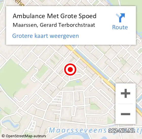 Locatie op kaart van de 112 melding: Ambulance Met Grote Spoed Naar Maarssen, Gerard Terborchstraat op 24 december 2016 13:25