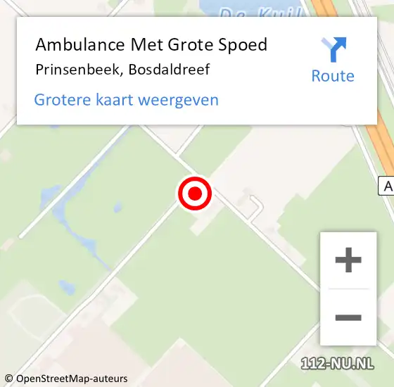 Locatie op kaart van de 112 melding: Ambulance Met Grote Spoed Naar Prinsenbeek, Bosdaldreef op 24 december 2016 13:25