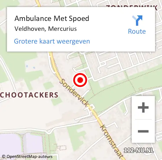 Locatie op kaart van de 112 melding: Ambulance Met Spoed Naar Veldhoven, Mercurius op 24 december 2016 13:28