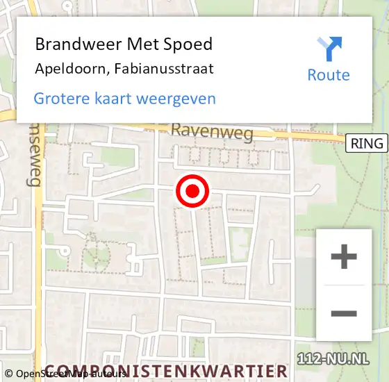 Locatie op kaart van de 112 melding: Brandweer Met Spoed Naar Apeldoorn, Fabianusstraat op 24 december 2016 14:03