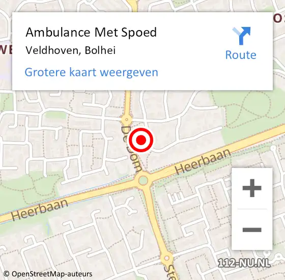 Locatie op kaart van de 112 melding: Ambulance Met Spoed Naar Veldhoven, Bolhei op 24 december 2016 14:07