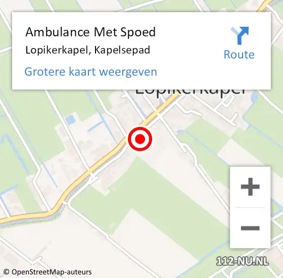 Locatie op kaart van de 112 melding: Ambulance Met Spoed Naar Lopikerkapel, Kapelsepad op 24 december 2016 14:14