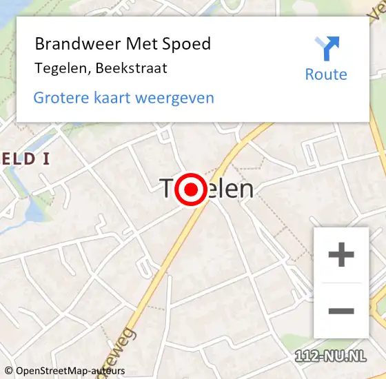 Locatie op kaart van de 112 melding: Brandweer Met Spoed Naar Tegelen, Beekstraat op 24 december 2016 14:33