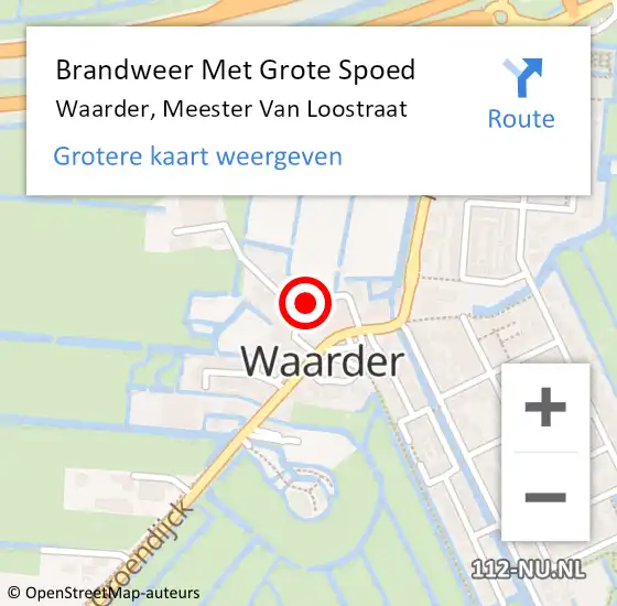 Locatie op kaart van de 112 melding: Brandweer Met Grote Spoed Naar Waarder, Meester Van Loostraat op 24 december 2016 16:21