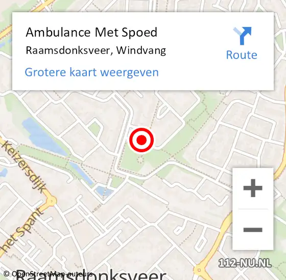 Locatie op kaart van de 112 melding: Ambulance Met Spoed Naar Raamsdonksveer, Windvang op 24 december 2016 16:30