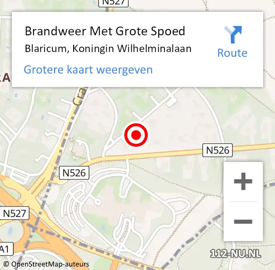 Locatie op kaart van de 112 melding: Brandweer Met Grote Spoed Naar Blaricum, Koningin Wilhelminalaan op 24 december 2016 16:50