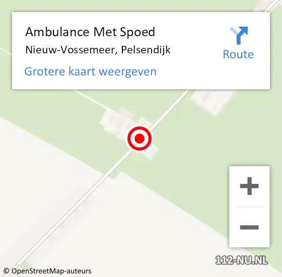 Locatie op kaart van de 112 melding: Ambulance Met Spoed Naar Nieuw-Vossemeer, Pelsendijk op 24 december 2016 17:03