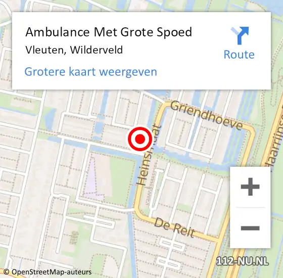 Locatie op kaart van de 112 melding: Ambulance Met Grote Spoed Naar Vleuten, Wilderveld op 24 december 2016 17:09