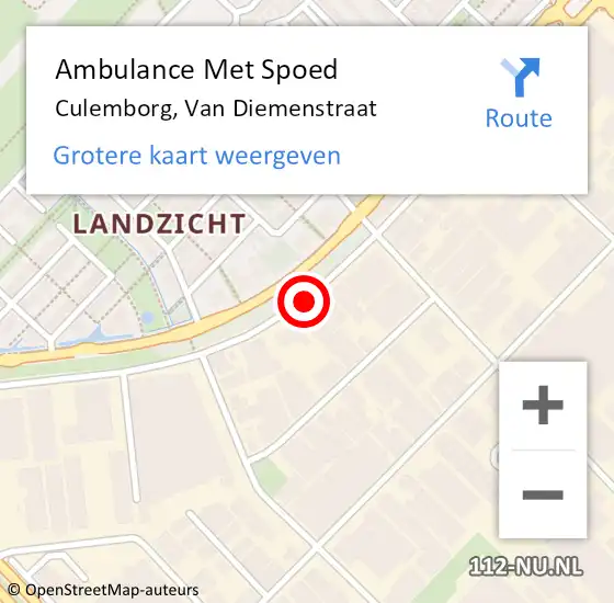 Locatie op kaart van de 112 melding: Ambulance Met Spoed Naar Culemborg, Van Diemenstraat op 24 december 2016 17:53