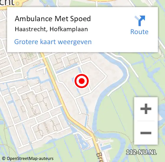 Locatie op kaart van de 112 melding: Ambulance Met Spoed Naar Haastrecht, Hofkamplaan op 24 december 2016 17:56