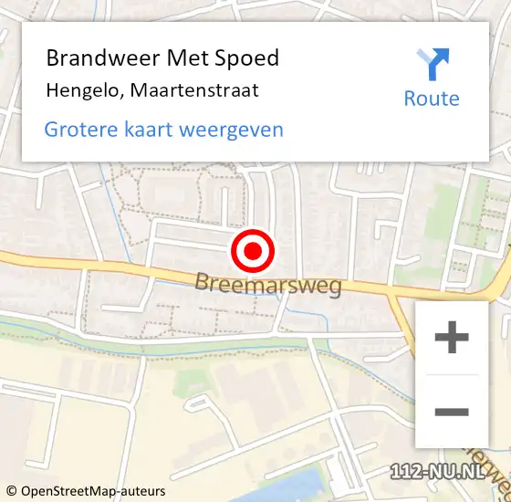 Locatie op kaart van de 112 melding: Brandweer Met Spoed Naar Hengelo, Maartenstraat op 24 december 2016 18:08