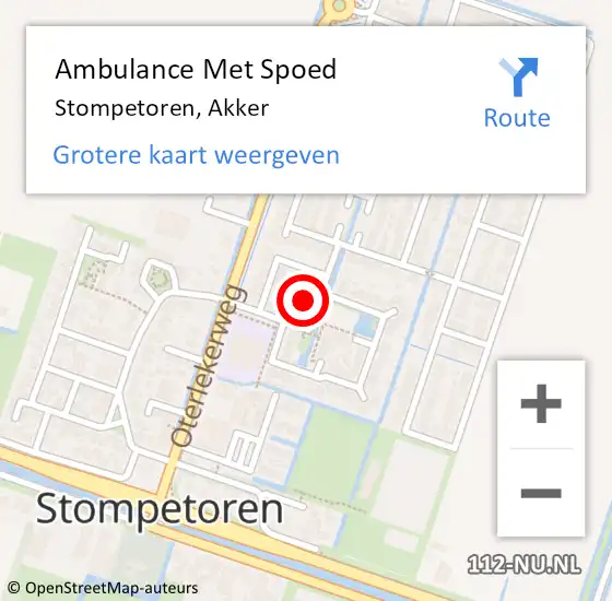 Locatie op kaart van de 112 melding: Ambulance Met Spoed Naar Stompetoren, Akker op 24 december 2016 18:10