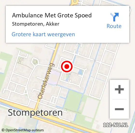 Locatie op kaart van de 112 melding: Ambulance Met Grote Spoed Naar Stompetoren, Akker op 24 december 2016 18:11