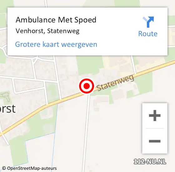 Locatie op kaart van de 112 melding: Ambulance Met Spoed Naar Venhorst, Statenweg op 24 december 2016 18:49