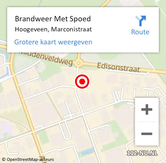 Locatie op kaart van de 112 melding: Brandweer Met Spoed Naar Hoogeveen, Marconistraat op 24 december 2016 21:15