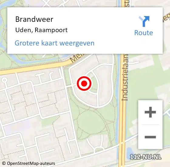 Locatie op kaart van de 112 melding: Brandweer Uden, Raampoort op 5 januari 2014 18:09