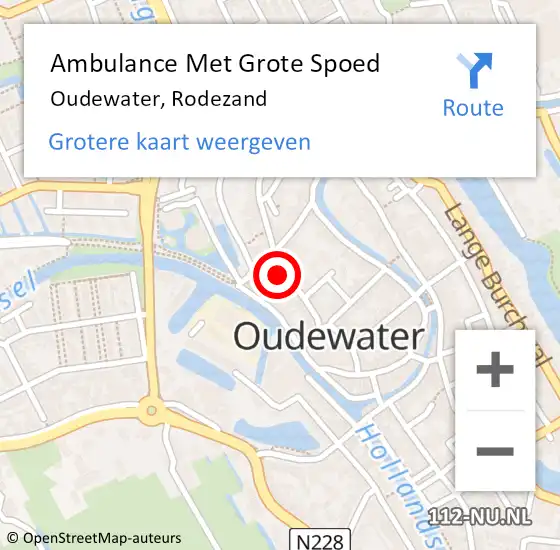 Locatie op kaart van de 112 melding: Ambulance Met Grote Spoed Naar Oudewater, Rodezand op 24 december 2016 21:18