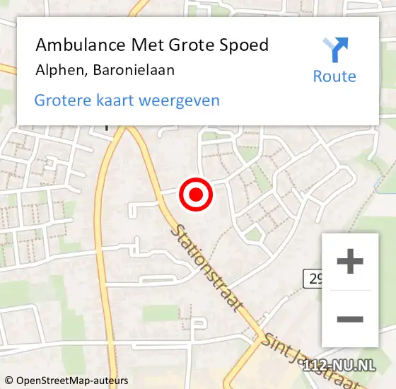 Locatie op kaart van de 112 melding: Ambulance Met Grote Spoed Naar Alphen, Baronielaan op 24 december 2016 22:03