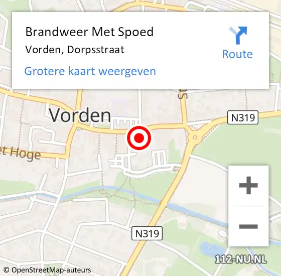 Locatie op kaart van de 112 melding: Brandweer Met Spoed Naar Vorden, Dorpsstraat op 24 december 2016 22:20