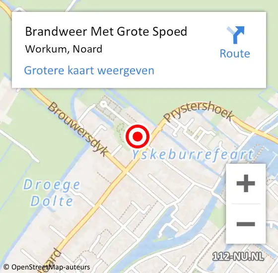 Locatie op kaart van de 112 melding: Brandweer Met Grote Spoed Naar Workum, Noard op 24 december 2016 22:23