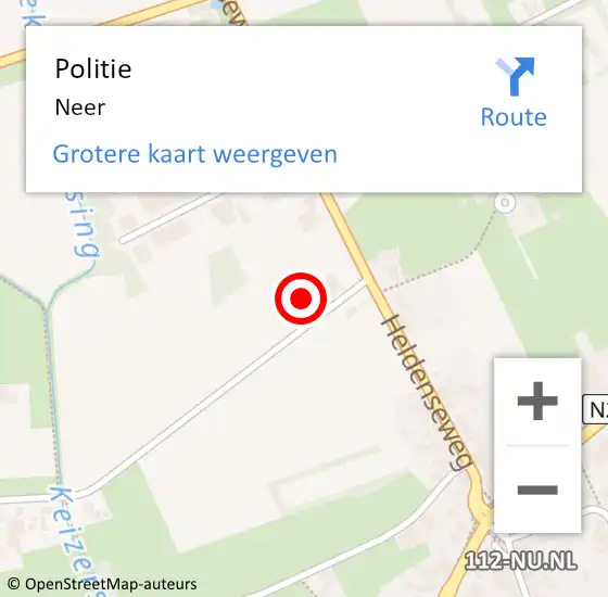 Locatie op kaart van de 112 melding: Politie Neer op 24 december 2016 22:28