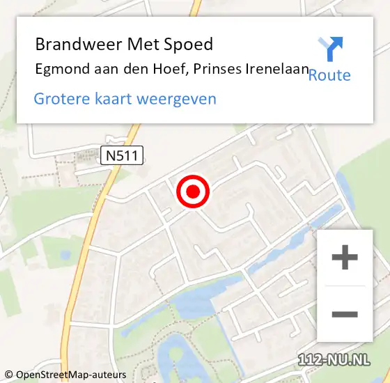 Locatie op kaart van de 112 melding: Brandweer Met Spoed Naar Egmond aan den Hoef, Prinses Irenelaan op 24 december 2016 23:02