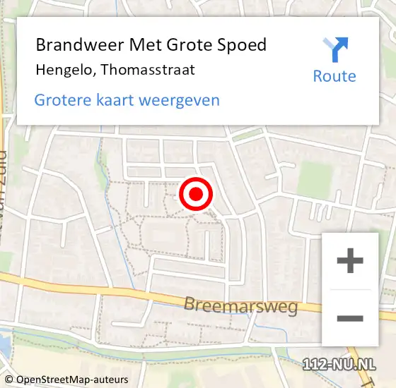 Locatie op kaart van de 112 melding: Brandweer Met Grote Spoed Naar Hengelo, Thomasstraat op 24 december 2016 23:08