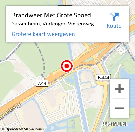 Locatie op kaart van de 112 melding: Brandweer Met Grote Spoed Naar Sassenheim, Verlengde Vinkenweg op 24 december 2016 23:09