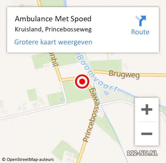 Locatie op kaart van de 112 melding: Ambulance Met Spoed Naar Kruisland, Princebosseweg op 24 december 2016 23:15