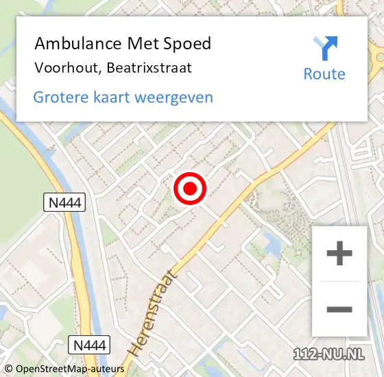 Locatie op kaart van de 112 melding: Ambulance Met Spoed Naar Voorhout, Beatrixstraat op 24 december 2016 23:26