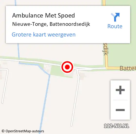 Locatie op kaart van de 112 melding: Ambulance Met Spoed Naar Nieuwe-Tonge, Battenoordsedijk op 25 december 2016 00:05