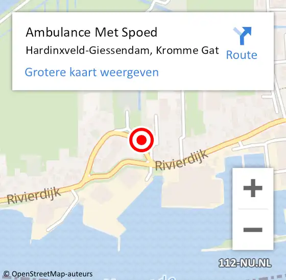 Locatie op kaart van de 112 melding: Ambulance Met Spoed Naar Hardinxveld-Giessendam, Kromme Gat op 25 december 2016 00:38