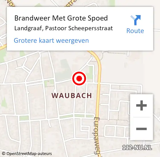 Locatie op kaart van de 112 melding: Brandweer Met Grote Spoed Naar Landgraaf, Pastoor Scheepersstraat op 25 december 2016 00:50